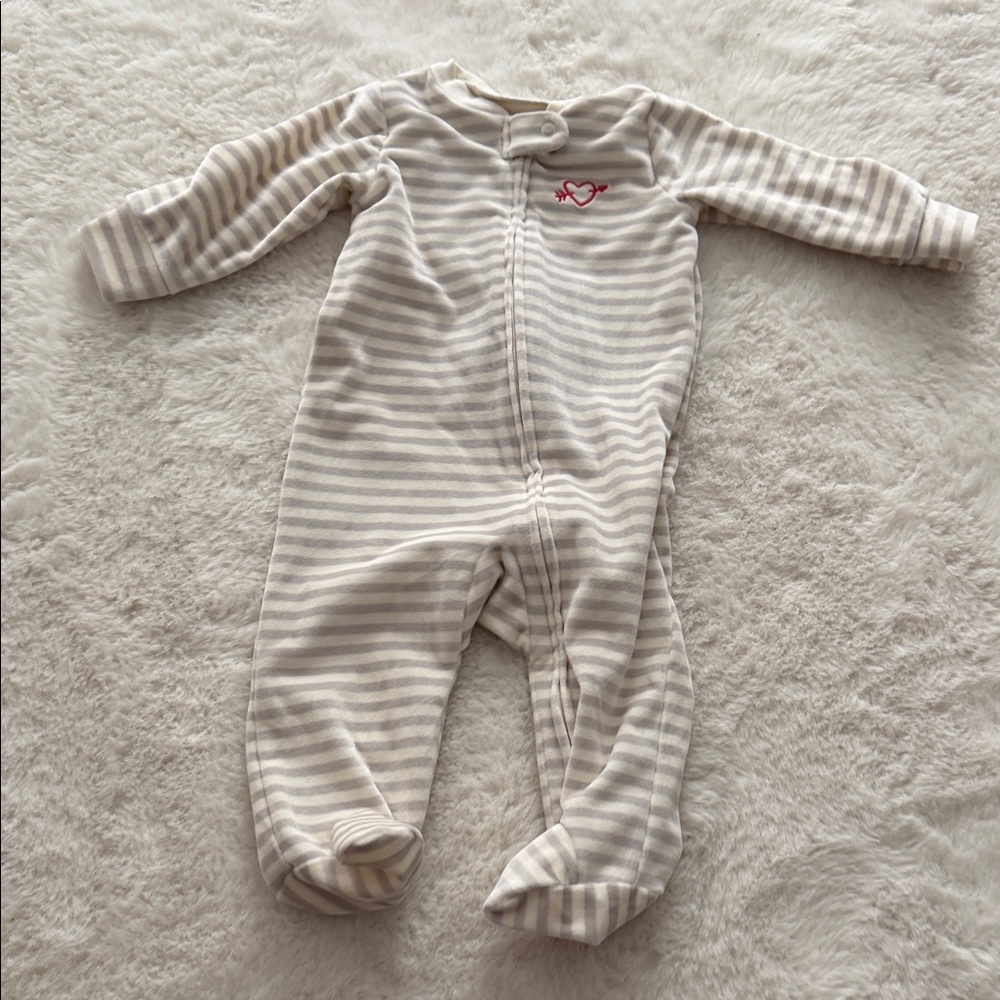 Carter's Cream and Pink Striped Footie